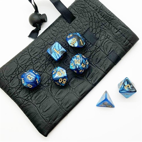 7-Piece RPG Dice Set — Black-Blue with Gold - photo 25538