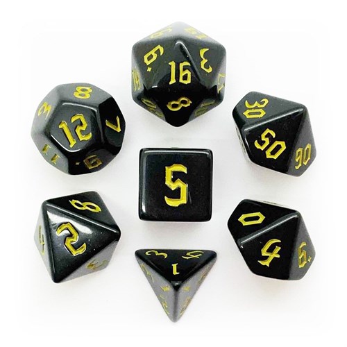 7-Piece RPG Dice Set — Black with Yellow - photo 25550