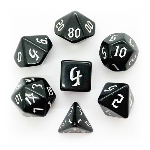 7-Piece RPG Dice Set — Black with White - photo 25553