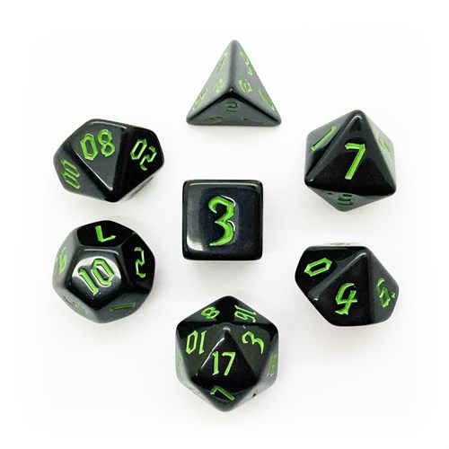 7-Piece RPG Dice Set — Black with Green - photo 25554