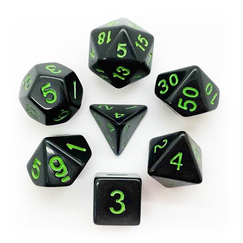 7-Piece RPG Dice Set — Black with Green - Classic - photo 25559