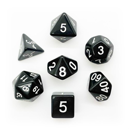 7-Piece RPG Dice Set — Black with White - Classic - photo 25560