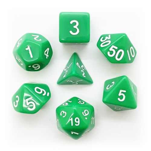 7-Piece RPG Dice Set — Green with White - photo 25566