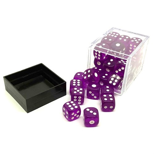 Dice Set 36 pcs. D6 Purple Transparent 12 mm - photo 25596