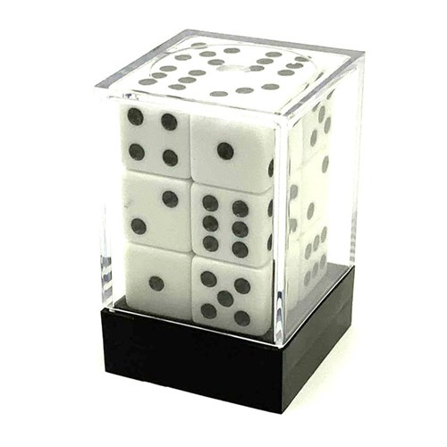 Dice D6 16 mm 12pcs in Plastic Box. White with Sharp Corners - photo 25623