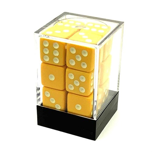 Dice D6 16 mm 12pcs in Plastic Box. Yellow with Sharp Corners - photo 25627