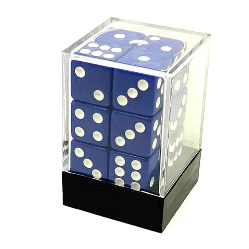 Dice D6 16 mm 12pcs in Plastic Box. Blue with Sharp Corners - photo 25631