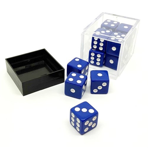 Dice D6 16 mm 12pcs in Plastic Box. Blue with Sharp Corners - photo 25632