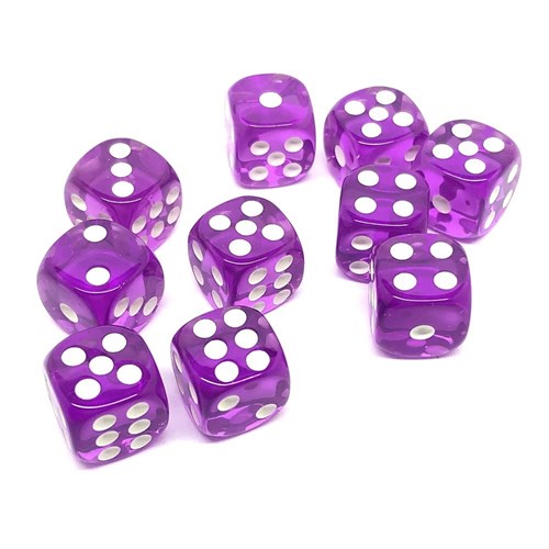Dice D6 12 mm 10pcs. Purple Transparent - photo 25745
