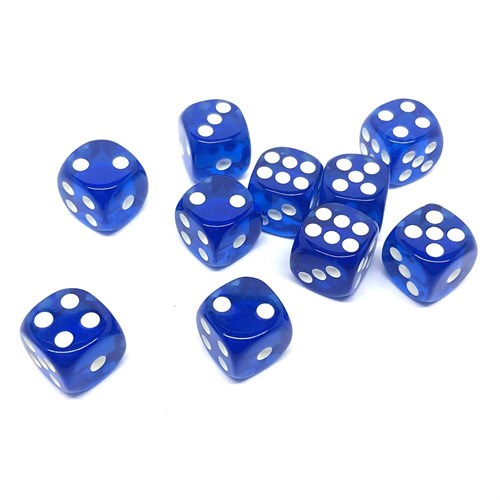 Dice D6 12 mm 10pcs. Blue Transparent - photo 25747