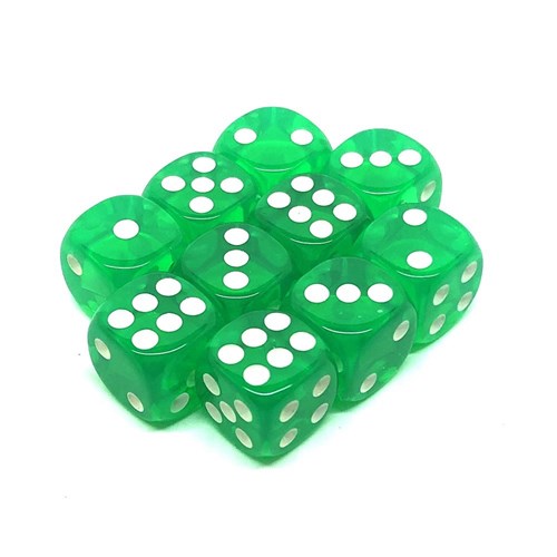 Dice D6 12 mm 10pcs. Green Transparent - photo 25748