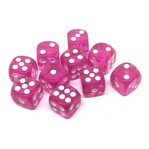 Dice D6 12 mm 10pcs. Pink Transparent - photo 25751
