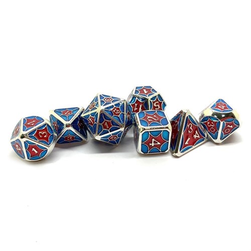 7-Piece Metal RPG Dice Set — Blue Stained Glass - photo 25773