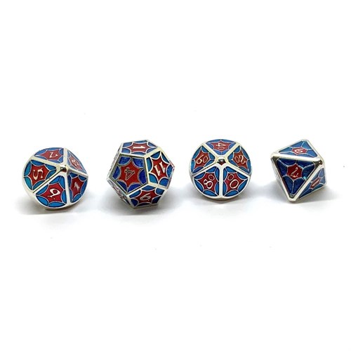 7-Piece Metal RPG Dice Set — Blue Stained Glass - photo 25774