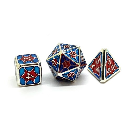 7-Piece Metal RPG Dice Set — Blue Stained Glass - photo 25775