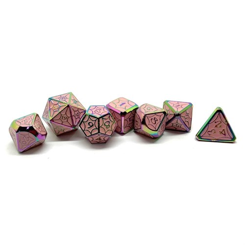 7-Piece Metal RPG Dice Set — Pink Stained Glass - photo 25786