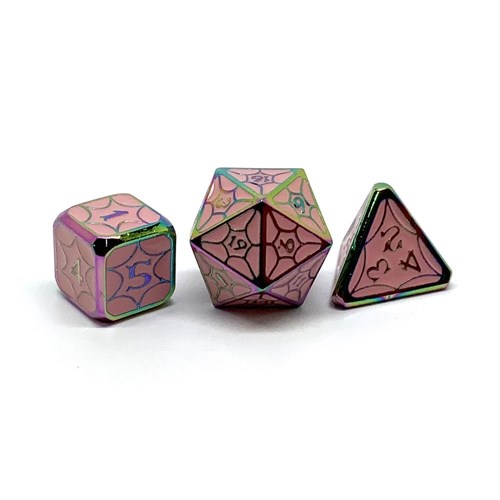 7-Piece Metal RPG Dice Set — Pink Stained Glass - photo 25787
