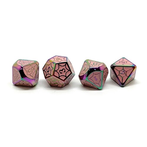 7-Piece Metal RPG Dice Set — Pink Stained Glass - photo 25788