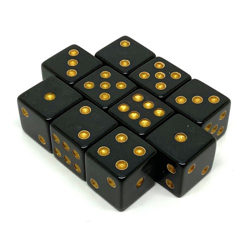 Dice Set D6 Deep Black 16 mm with Square Corners (10 pcs.) - photo 25793
