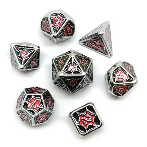 7-Piece Metal RPG Dice Set — Dark Stained Glass - photo 25804