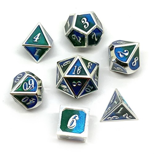 7-Piece Metal RPG Dice Set — Silver Trail - photo 25817