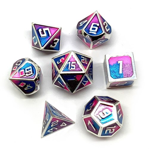 7-Piece Metal RPG Dice Set — Silver Ray - photo 25823