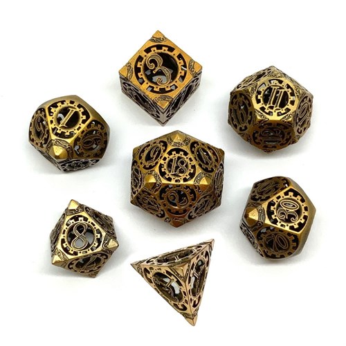 7-Piece Metal RPG Dice Set — Bronze Gears - photo 25825