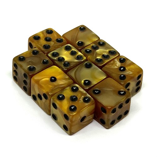 Dice Set D6 Marbled Liquid Gold 16 mm with Square Corners (10 pcs.) - photo 25843