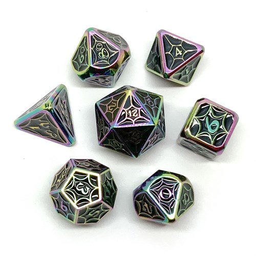 7-Piece Metal RPG Dice Set — Tempered Stained Glass - photo 25855