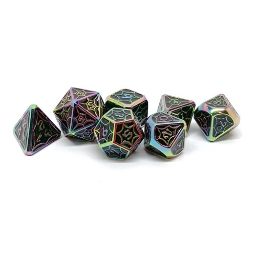 7-Piece Metal RPG Dice Set — Tempered Stained Glass - photo 25856