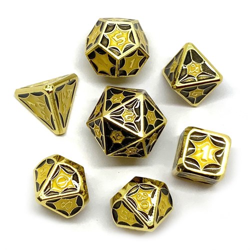 7-Piece Metal RPG Dice Set — Gilded Stained Glass - photo 25872