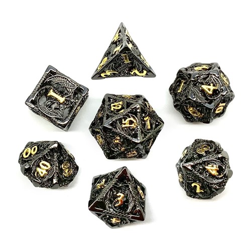 7-Piece Metal RPG Dice Set — Black Dragon - photo 25881