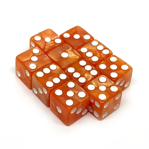 Dice Set D6 Marbled Orange Positivity 16 mm with Square Corners (10 pcs.) - photo 25902