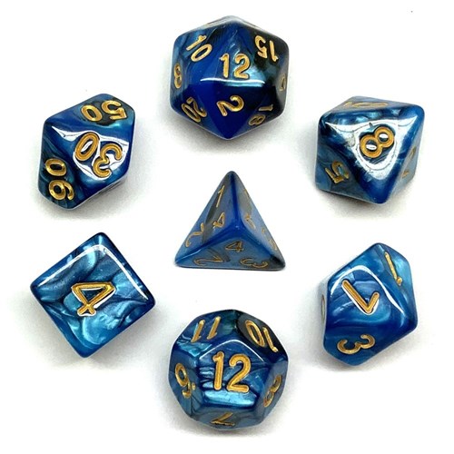 7-Piece RPG Dice Set — Blue Marbled - photo 25917