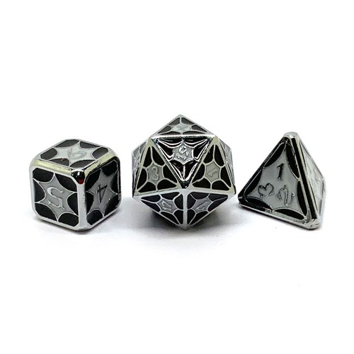 7-Piece Metal RPG Dice Set — Black-White Stained Glass - photo 25924