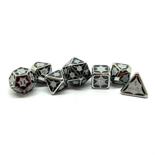 7-Piece Metal RPG Dice Set — Black-White Stained Glass - photo 25925
