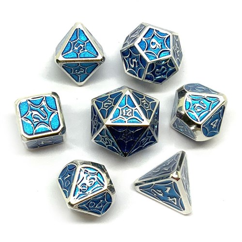 7-Piece Metal RPG Dice Set — Azure Stained Glass - photo 25931