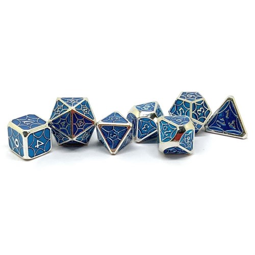 7-Piece Metal RPG Dice Set — Azure Stained Glass - photo 25932