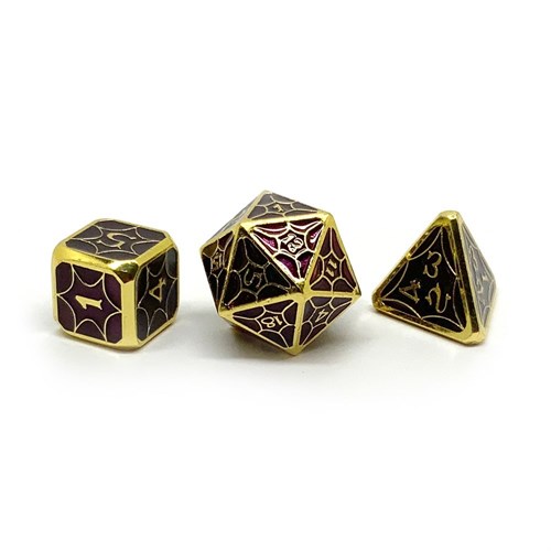 7-Piece Metal RPG Dice Set — Burgundy Stained Glass - photo 25950