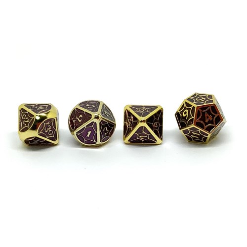 7-Piece Metal RPG Dice Set — Burgundy Stained Glass - photo 25951