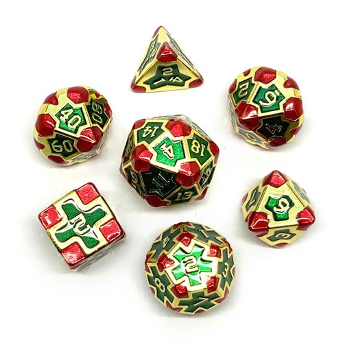 7-Piece Metal RPG Dice Set — Green Jasper - photo 25952