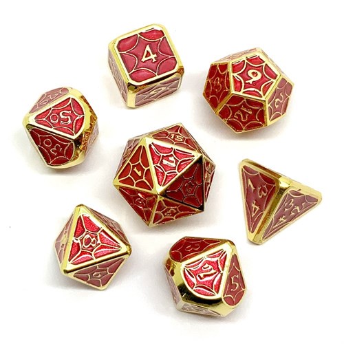 7-Piece Metal RPG Dice Set — Red Stained Glass - photo 25958