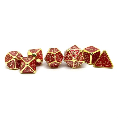 7-Piece Metal RPG Dice Set — Red Stained Glass - photo 25961