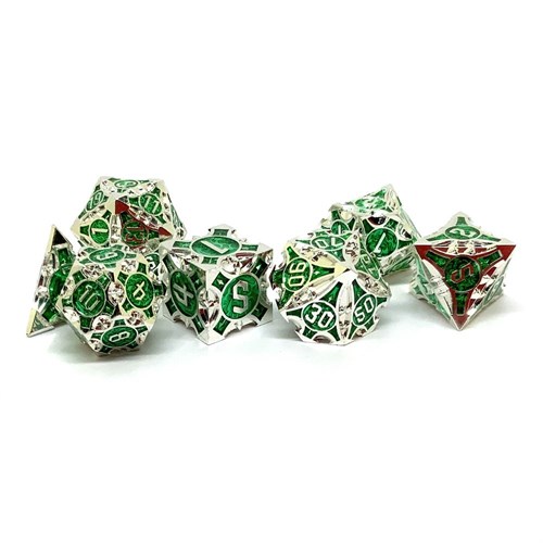 7-Piece Metal RPG Dice Set — Silver Malachite - photo 25970