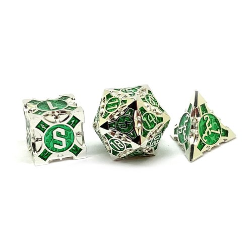 7-Piece Metal RPG Dice Set — Silver Malachite - photo 25971