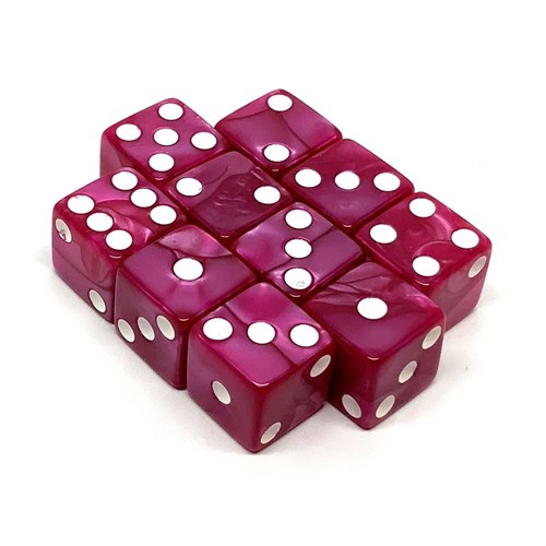 Dice Set D6 Marbled Pink 16 mm with Square Corners (10 pcs.) - photo 25982