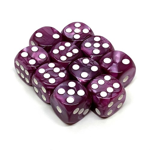 Dice Set D6 Pearlescent Dark Pink 16 mm with Rounded Corners (10 pcs.) - photo 25995