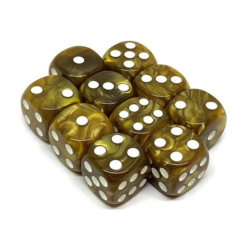 Dice Set D6 Pearlescent Mine Gold 16 mm with Rounded Corners (10 pcs.) - photo 25996