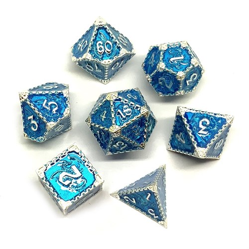 7-Piece Metal RPG Dice Set — Azure Dragon - photo 26157