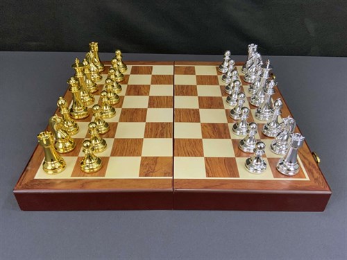 Gift Chess Set 39×39 cm "Blitz Silver/Gold" with Weighted Pieces / Board Game - photo 28465